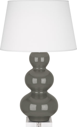Buy ash-glazed-ceramic-w-lucite-with-pearl-dupioni-fabric-shade-glass Triple Gourd Table Lamp by Robert Abbey