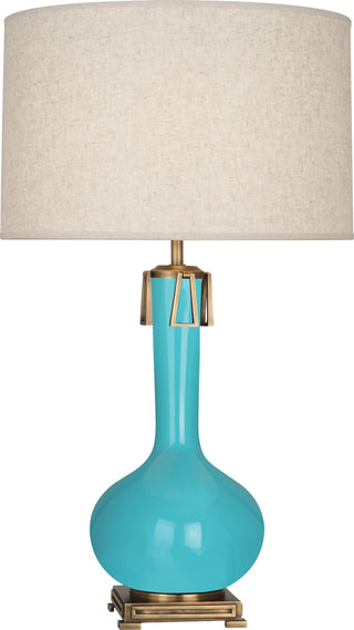 Buy egg-blue-glazed-ceramic-w-aged-brass Athena Table Lamp by Robert Abbey