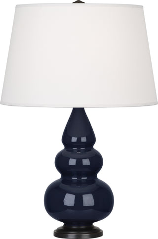 Buy midnight-blue-glazed-ceramic-w-deep-patina-bronzeed Small Triple Gourd Lamp by Robert Abbey