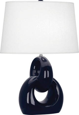 Buy midnight-blue-glazed-ceramic-w-polished-nickel Fusion Table Lamp by Robert Abbey