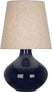 Midnight Blue Glazed Ceramic with Buff Linen Shade Glass and Beige/Tan Shade