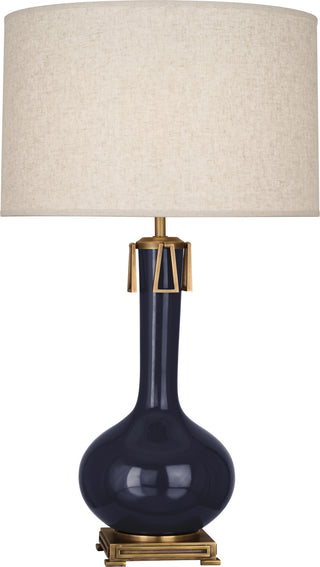 Buy midnight-blue-glazed-ceramic-w-aged-brass Athena Table Lamp by Robert Abbey