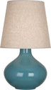 Steel Blue Glazed Ceramic with Buff Linen Shade Glass