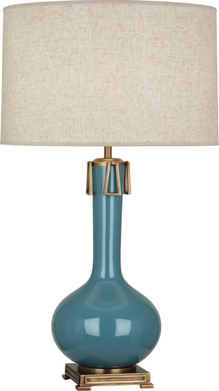 Buy steel-blue-glazed-ceramic-w-aged-brass Athena Table Lamp by Robert Abbey