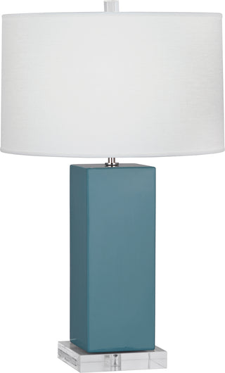 Buy steel-blue-glazed-ceramic Harvey Table Lamp by Robert Abbey