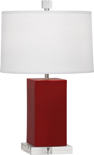 Buy oxblood-glazed-ceramic-with-oyster-linen-shade-with-self-fabric-top-diffuser-glass Harvey Table Lamp by Robert Abbey