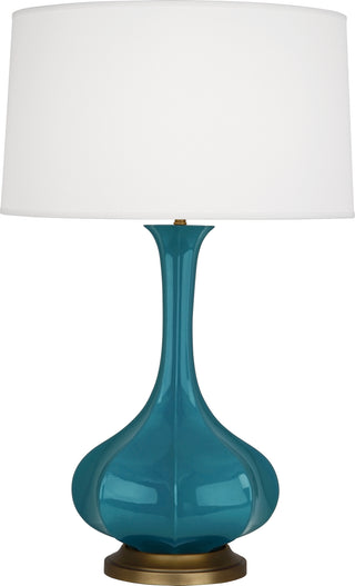 Buy peacock-glazed-ceramic-w-aged-brass Pike Table Lamp by Robert Abbey