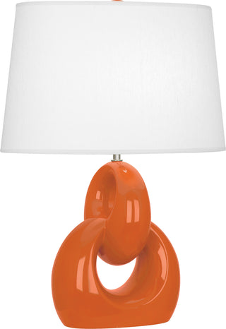 Buy pumpkin-glazed-ceramic-w-polished-nickel Fusion Table Lamp by Robert Abbey