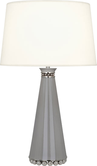 Buy smoky-taupe-lacquered-paint-polished-nickel-with-fondine-fabric-shade-glass Pearl Table Lamp by Robert Abbey