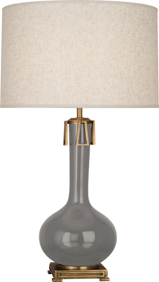 Buy smokey-taupe-glazed-ceramic-w-aged-brass Athena Table Lamp by Robert Abbey