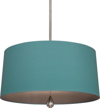 Buy polished-nickel-with-mayo-teal-fabric-shade-with-carter-gray-lining-glass-and-blue-shade Williamsburg Custis Pendant by Robert Abbey