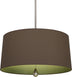 Polished Nickel with Revolutionary Storm Fabric Shade With Parrot Green Lining Glass and Amber/Brown Shade