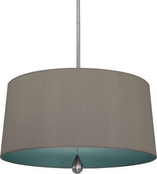 Buy polished-nickel-with-carter-gray-fabric-shade-with-mayo-teal-lining-glass-and-silver-gray-shade Williamsburg Custis Pendant by Robert Abbey