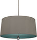 Polished Nickel with Carter Gray Fabric Shade With Mayo Teal Lining Glass and Silver/Gray Shade