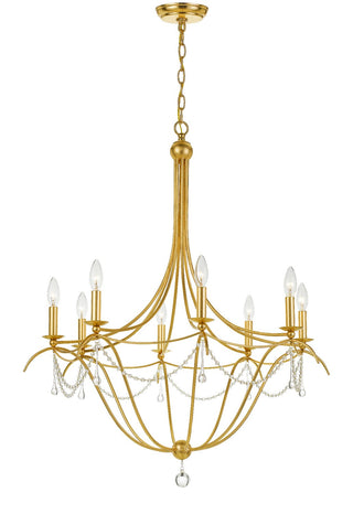 Buy antique-gold-with-glass-beads-glass-and-clear-shade Metro Outdoor (Damp) Chandelier by Crystorama