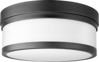 Buy textured-black-with-satin-opal-glass Celeste Outdoor (Damp) Ceiling Light by Quorum