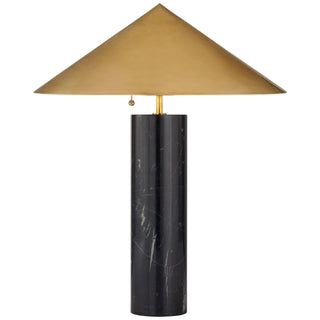 Buy black-marble-with-antique-burnished-brass-glass-and-natural-cream-shade Minimalist Table Lamp by Visual Comfort Signature