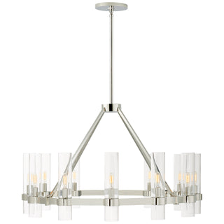 Buy polished-nickel-with-clear-glass-glass-and-clear-shade Presidio Outdoor (Damp) Chandelier by Visual Comfort Signature