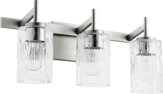 Buy satin-nickel-with-clear-glass-and-clear-textured-shade Lighting Series Vanity by Quorum