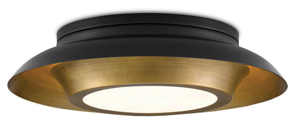 Metaphor Black & Brass Flush Mount Flush Mount Light by Currey and Company