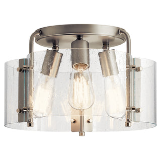 Buy brushed-nickel-with-clear-seeded-glass Thoreau Semi-Flush Mount Ceiling Light by Kichler