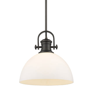 Buy rubbed-bronze-with-opal-glass-glass Hines Pendant by Golden