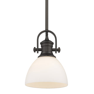 Buy rubbed-bronze-with-opal-glass-glass-and-white-shade Hines Mini Pendant by Golden