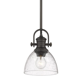 Buy rubbed-bronze-with-seeded-glass-glass-and-clear-seedy-shade Hines Pendant by Golden