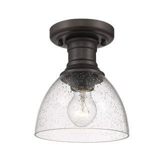 Buy rubbed-bronze-with-seeded-glass-glass-and-clear-seedy-shade Hines Outdoor (Damp) Semi Flush Mount Light by Golden