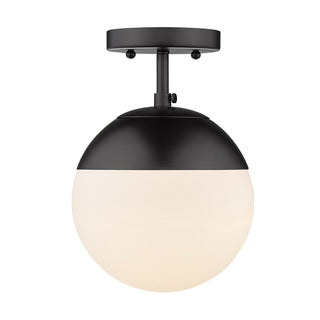 Buy matte-black-with-matte-black-glass-and-white-shade Dixon Outdoor (Damp) Semi Flush Mount Light by Golden