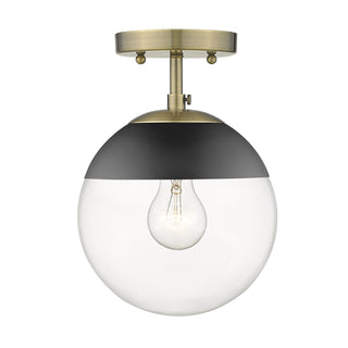 Buy aged-brass-with-matte-black-glass-and-clear-shade Dixon Outdoor (Damp) Semi-Flush Mount Ceiling Light by Golden