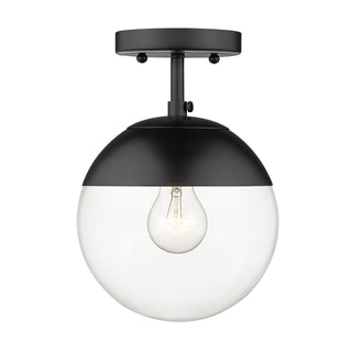 Buy matte-black-with-matte-black-glass-and-clear-shade Dixon Outdoor (Damp) Semi Flush Mount Light by Golden
