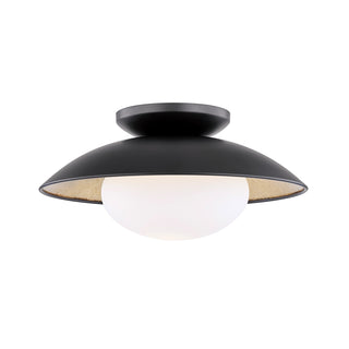Buy black-lustro-gold-leaf-combo-with-opal-matte-glass Cadence Outdoor (Damp) Semi-Flush Mount Ceiling Light by Mitzi