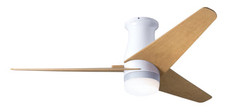 Buy gloss-white-finish-with-maple-blades Velo Flush DC Hugger Ceiling Fan by Modern Fan Co