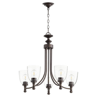 Buy oiled-bronze-clear-seeded-with-clear-seeded-glass-and-clear-shade Rossington Outdoor (Damp) Chandelier by Quorum