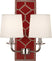 Dragons Blood Leather w/Nailhead/Polished Nickel with Fondine Fabric Shades Glass