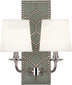 Carter Gray Leather w/Nailhead/Polished Nickel with Fondine Fabric Shades Glass