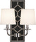 Blacksmith Black Leather w/Nailhead/Polished Nickel with Fondine Fabric Shades Glass