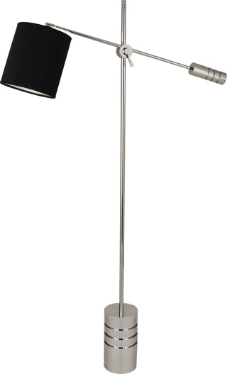Buy polished-nickel-with-anna-black-fabric-shade-w-silver-lining-glass Campbell Floor Lamp by Robert Abbey