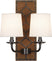 English Ochre Leather w/Nailhead/Deep Patina Bronze with Fondine Fabric Shades Glass