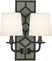 Carter Gray Leather w/Nailhead/Deep Patina Bronze with Fondine Fabric Shades Glass