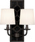 Blacksmith Black Leather w/Nailhead/Deep Patina Bronze with Fondine Fabric Shades Glass
