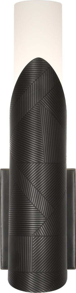 Buy deep-patina-bronze-with-frosted-cased-white-glass-shade-glass Michael Berman Brut Sconce by Robert Abbey