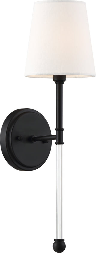 Buy aged-bronze-white-fabric Olmstead Outdoor (Damp) Sconce by Nuvo Lighting