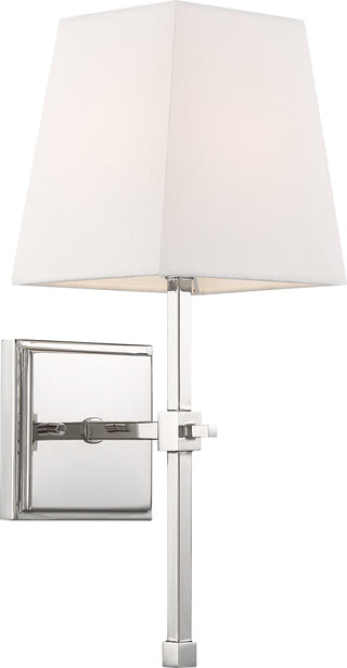 Buy polished-nickel-white-fabric Highline Vanity by Nuvo Lighting