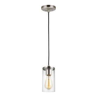 Buy brushed-nickel-with-clear-glass-and-clear-shade Zire Outdoor (Damp) Mini Pendant by Visual Comfort Studio