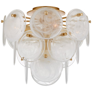 Buy gild-with-white-strie-glass-glass-and-white-shade Loire Outdoor (Damp) Flush Mount Ceiling Light by Visual Comfort Signature