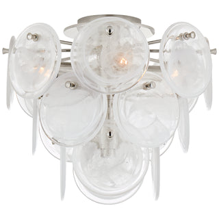 Buy polished-nickel-with-white-strie-glass-glass-and-white-shade Loire Outdoor (Damp) Flush Mount Ceiling Light by Visual Comfort Signature