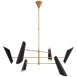 Buy hand-rubbed-antique-brass-with-black-glass-and-metal-shade Franca Chandelier by Visual Comfort Signature