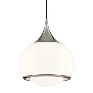 Buy polished-nickel-with-opal-matte-glass-and-white-shade Reese Outdoor (Damp) Pendant by Mitzi